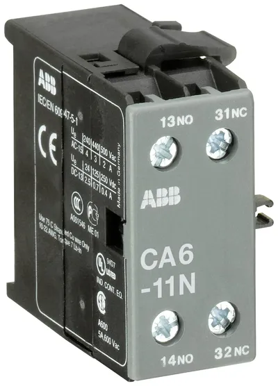 ABB GJL1201317R0004 – CA6-11N Auxiliary Contact 1NO/1NC screw terminal, side mounted ABB GJL1201317R0004 – CA6-11N Auxiliary Contact 1NO/1NC screw terminal, side mounted