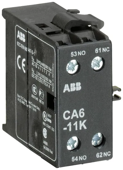 ABB GJL1201317R0001 – CA6-11K Auxiliary Contact 1NO/1NC screw terminal, side mounted ABB GJL1201317R0001 – CA6-11K Auxiliary Contact 1NO/1NC screw terminal, side mounted