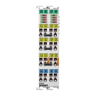 Beckhoff EL3433 – EtherCAT Terminal, 3-channel analog input, power measurement, 500 V AC, 10 A, 16 bit Beckhoff EL3433 – EtherCAT Terminal, 3-channel analog input, power measurement, 500 V AC, 10 A, 16 bit