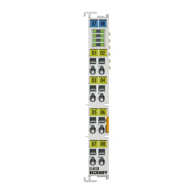 Beckhoff EL4038 – EtherCAT Terminal, 8-channel analog output, voltage, ±10 V, 12 bit Beckhoff EL4038 – EtherCAT Terminal, 8-channel analog output, voltage, ±10 V, 12 bit
