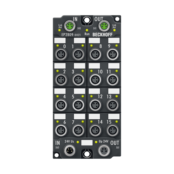 Beckhoff EP2809-0021 – EtherCAT Box, 16-channel digital output, 24 V DC, 0.5 A, M8 Beckhoff EP2809-0021 – EtherCAT Box, 16-channel digital output, 24 V DC, 0.5 A, M8