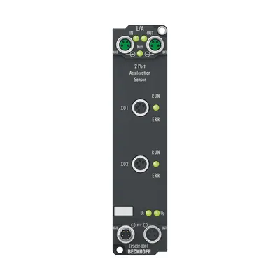Beckhoff EP3632-0001 – EtherCAT Box, 2-channel analog input, IEPE/accelerometer, 16 bit, 50 ksps, M8 Beckhoff EP3632-0001 – EtherCAT Box, 2-channel analog input, IEPE/accelerometer, 16 bit, 50 ksps, M8