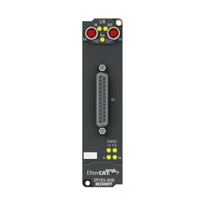 Beckhoff EPP1816-0008 – EtherCAT P Box, 16-channel digital input, 24 V DC, 10 µs, D-sub Beckhoff EPP1816-0008 – EtherCAT P Box, 16-channel digital input, 24 V DC, 10 µs, D-sub