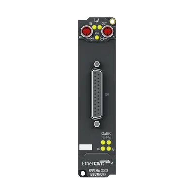 Beckhoff EPP1816-3008 – EtherCAT P Box, 16-channel digital input, 24 V DC, 10 µs, D-sub, 2 x 3-axis accelerometers Beckhoff EPP1816-3008 – EtherCAT P Box, 16-channel digital input, 24 V DC, 10 µs, D-sub, 2 x 3-axis accelerometers
