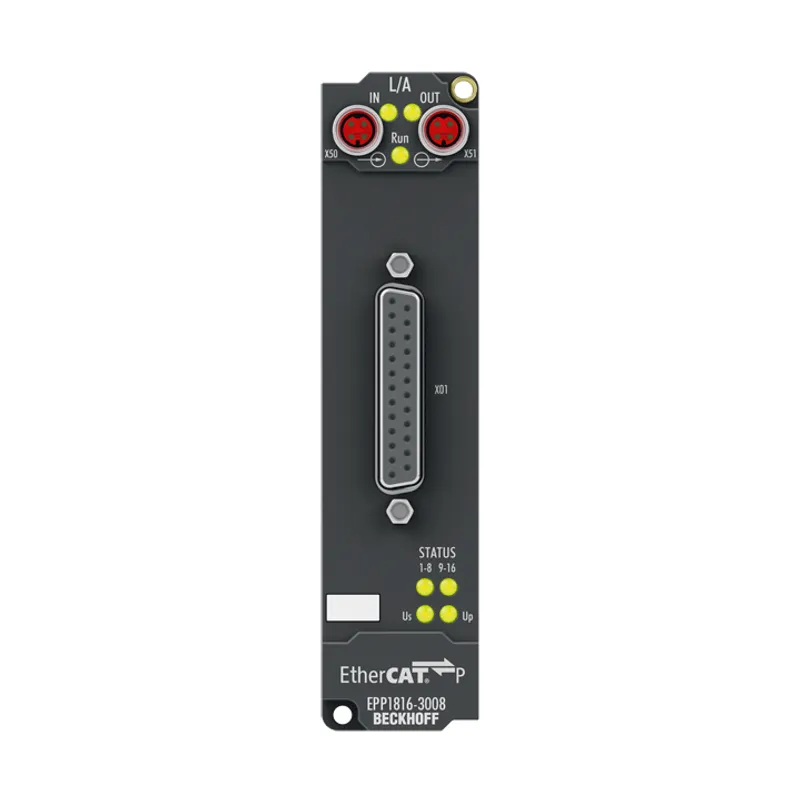 EtherCAT P Box, 16-channel digital input, 24 V DC, 10 µs, D-sub, 2 x 3-axis accelerometers