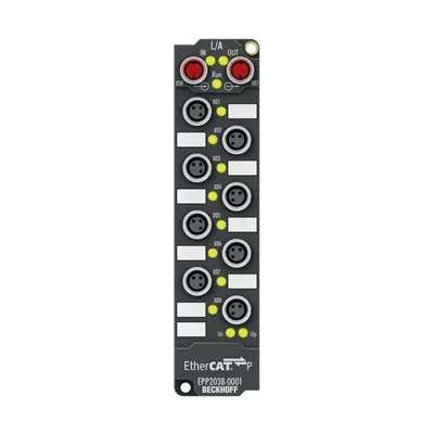 Beckhoff EPP2038-0001 – EtherCAT P Box, 8-channel digital output, 24 V DC, 2 A, M8, with diagnostics Beckhoff EPP2038-0001 – EtherCAT P Box, 8-channel digital output, 24 V DC, 2 A, M8, with diagnostics
