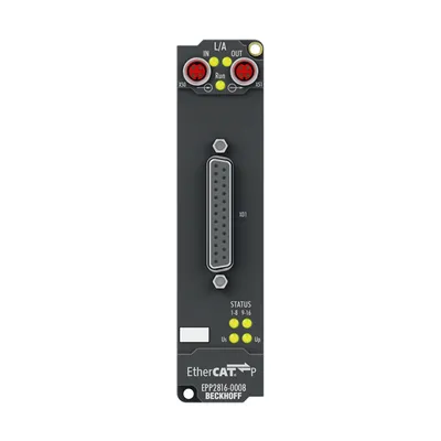 Beckhoff EPP2816-0008 – EtherCAT P Box, 16-channel digital output, 24 V DC, 0.5 A, D-sub Beckhoff EPP2816-0008 – EtherCAT P Box, 16-channel digital output, 24 V DC, 0.5 A, D-sub
