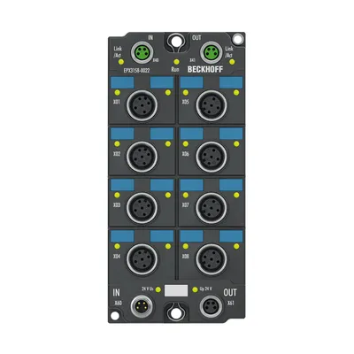 Beckhoff EPX3158-0022 – EtherCAT Box, 8-channel analog input, current, 4…20 mA, 16 bit, single-ended, M12, Ex i Beckhoff EPX3158-0022 – EtherCAT Box, 8-channel analog input, current, 4…20 mA, 16 bit, single-ended, M12, Ex i