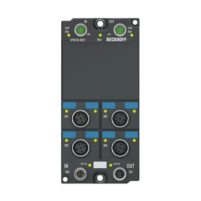 Beckhoff EPX3184-0022 – EtherCAT Box, 4-channel analog input, current, 4…20 mA, 16 bit, single-ended, M12, HART, Ex i Beckhoff EPX3184-0022 – EtherCAT Box, 4-channel analog input, current, 4…20 mA, 16 bit, single-ended, M12, HART, Ex i