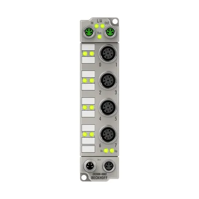 Beckhoff ER2008-0002 – EtherCAT Box, 8-channel digital output, 24 V DC, 0.5 A, M12, zinc die-cast Beckhoff ER2008-0002 – EtherCAT Box, 8-channel digital output, 24 V DC, 0.5 A, M12, zinc die-cast