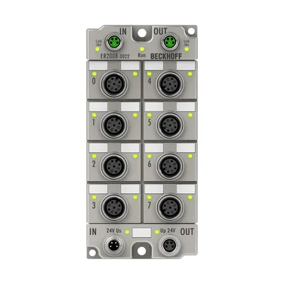 Beckhoff ER2008-0022 – EtherCAT Box, 8-channel digital output, 24 V DC, 0.5 A, M12, zinc die-cast Beckhoff ER2008-0022 – EtherCAT Box, 8-channel digital output, 24 V DC, 0.5 A, M12, zinc die-cast