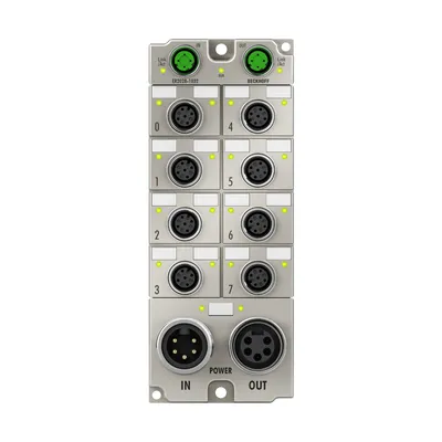 Beckhoff ER2028-1032 – EtherCAT Box, 8-channel digital output, 24 V DC, 2 A, M12, zinc die-cast Beckhoff ER2028-1032 – EtherCAT Box, 8-channel digital output, 24 V DC, 2 A, M12, zinc die-cast