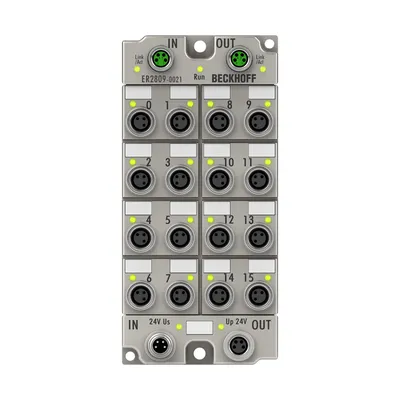 Beckhoff ER2809-0021 – EtherCAT Box, 16-channel digital output, 24 V DC, 0.5 A, M8, zinc die-cast Beckhoff ER2809-0021 – EtherCAT Box, 16-channel digital output, 24 V DC, 0.5 A, M8, zinc die-cast