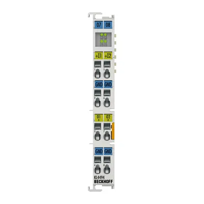 Beckhoff KL4494 – Bus Terminal, 2-channel analog input + 2-channel analog output, voltage, ±10 V, 12 bit, single-ended Beckhoff KL4494 – Bus Terminal, 2-channel analog input + 2-channel analog output, voltage, ±10 V, 12 bit, single-ended