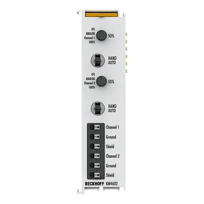 Beckhoff KM4602 – Bus Terminal module, 4-channel analog output, voltage, 0…10 V, 12 bit, single-ended, manual/autom. operation Beckhoff KM4602 – Bus Terminal module, 4-channel analog output, voltage, 0…10 V, 12 bit, single-ended, manual/autom. operation