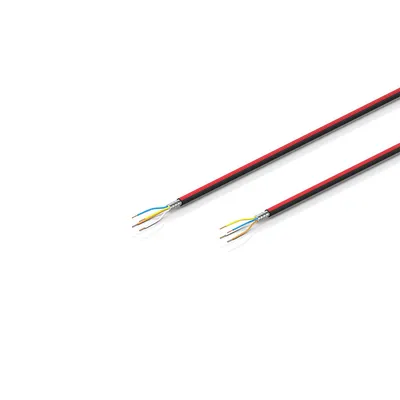 EtherCAT P cable, shielded, PUR, drag-chain suitable, 1 x 4 x AWG24/7, black with red stripe, OD = 5.2 mm (±0.2 mm)