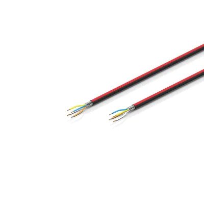 EtherCAT P cable, shielded, PUR, drag-chain suitable, 1 x 4 x AWG24, black with red stripe, OD = 5.7 mm (±0.3 mm), bending radius (R) = 40 mm