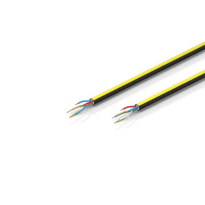 EtherCAT/Ethernet cable, no overall shield, PUR, drag-chain suitable, 2 x 0.75 mm² + (1 x 4 x AWG22), black with yellow stripe, OD = 9.0 mm (±0.2 mm)