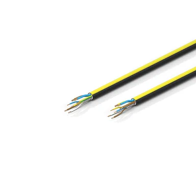 EtherCAT/Ethernet cable, no overall shield, PUR, drag-chain suitable, 3 G 1.5 mm² + (1 x 4 x AWG22), black with yellow stripe, OD = 10.0 mm (±0.2 mm)