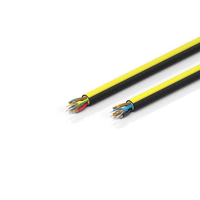 EtherCAT cable, no overall shield, PUR, drag-chain suitable, 4 G 4 mm² + 2 x 2.5 mm² + (1 x 4 x AWG22), black with yellow stripe, OD = 14,1 (±0.2 mm)