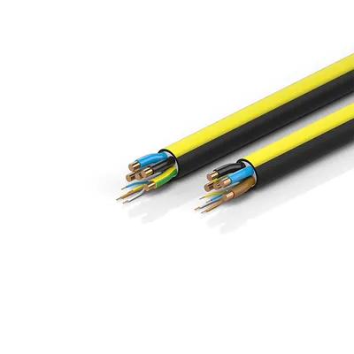 EtherCAT/Ethernet cable, no overall shield, PUR, drag-chain suitable, 5 G 16 mm² + (1 x 4 x AWG22), black with yellow stripe, OD = 24.0 mm (±0.2 mm)
