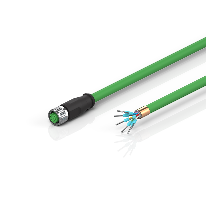 Encoder connection cable 0.25 mm² with M12 plug, drag-chain suitable