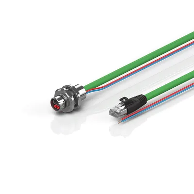B12, ENP cable, PUR, 2 x 0.75 mm² + (1 x 4 x AWG22), drag-chain suitable, key 1 (24 V DC)