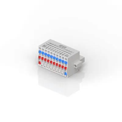 Female header with spring connection as IP20 plug-in connection level, 3 x 10-pin, with LED
