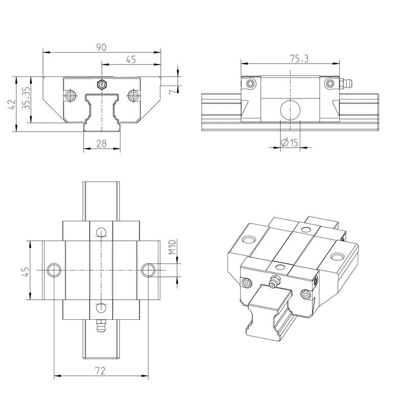 BALL RUNNER BLOCK SUPER CARBON STEEL KWD-030-FKS-C1-N-1 — photo 2 of 3