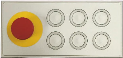 B&R 4XP0000.00-K21 – X2X keyboard; 6 B&R illuminated ring keys; E-stop B&R 4XP0000.00-K21 – X2X keyboard; 6 B&R illuminated ring keys; E-stop
