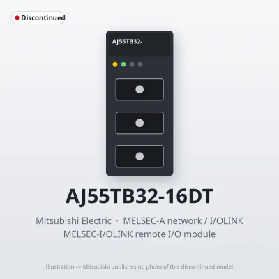Mitsubishi Electric AJ55TB32-16DT – Mitsubishi MELSEC-I/OLINK remote I/O module Mitsubishi Electric AJ55TB32-16DT – Mitsubishi MELSEC-I/OLINK remote I/O module