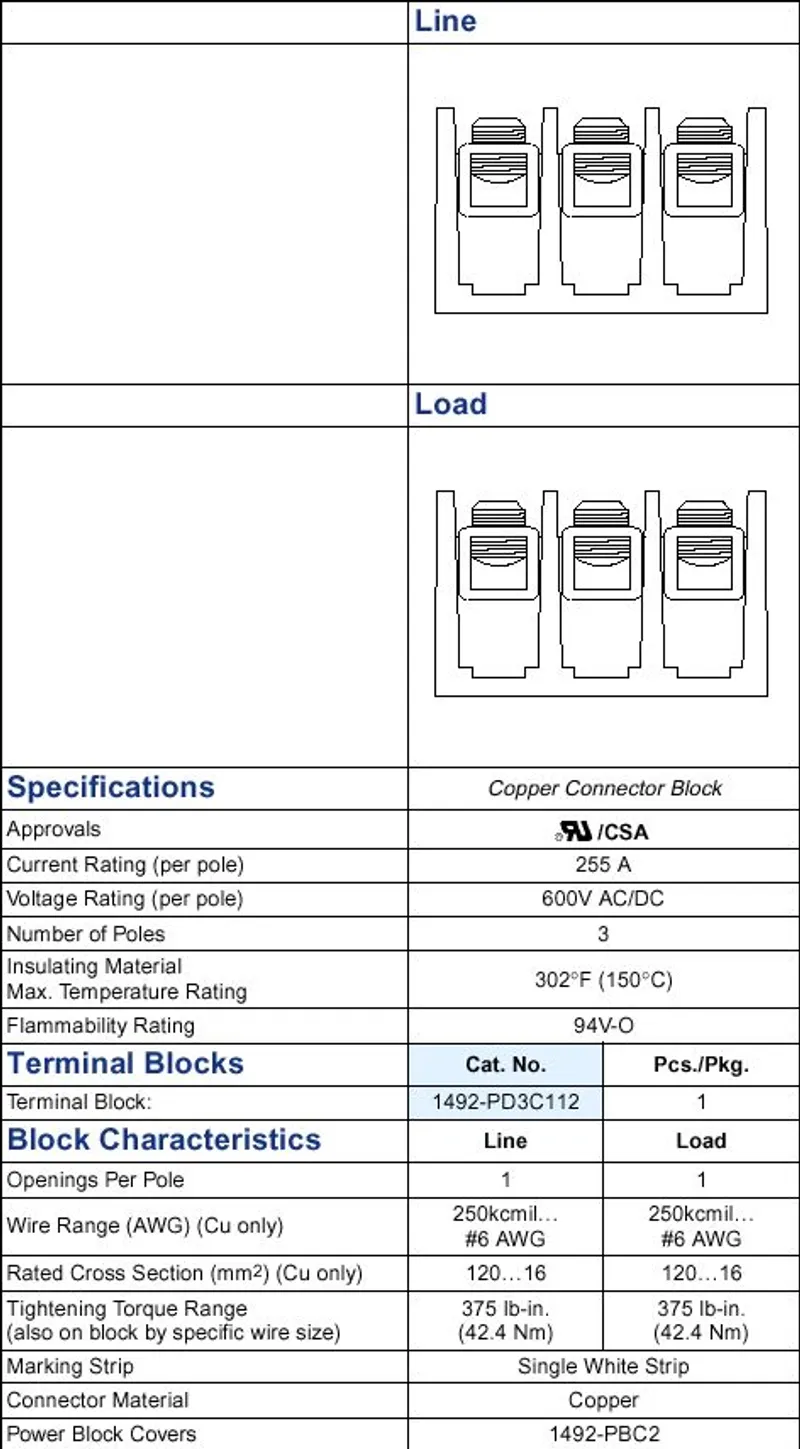 Rockwell Automation / Allen-Bradley 1492-PD3C112 – 255 A Power Distribution Block — photo 4 of 4