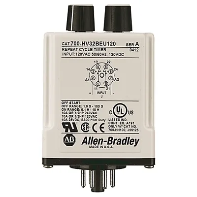 Rockwell Automation / Allen-Bradley 700-HV32ADU120 – 120V AC/DC Repeat Cycle Timing Relay