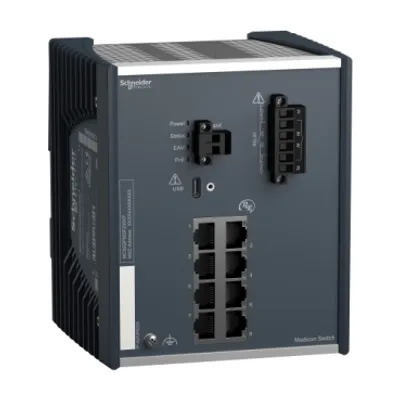 Schneider Electric MCSESP083F23G0T – Modicon PoE (Power over Ethernet) Managed Switch - 8 Gigabit ports for copper - extended temperature