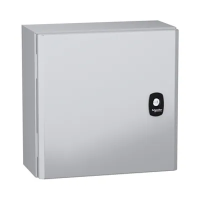 Schneider Electric NSYS3DC3315 – Wall mounted steel enclosure, PanelSeT S3DC, plain door, without plain chasis, 300x300x150mm, IP66, IK10