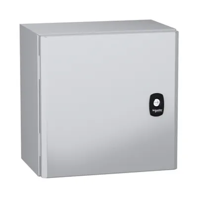 Schneider Electric NSYS3DC3320 – Wall mounted steel enclosure, PanelSeT S3DC, plain door, without plain chasis, 300x300x200mm, IP66, IK10