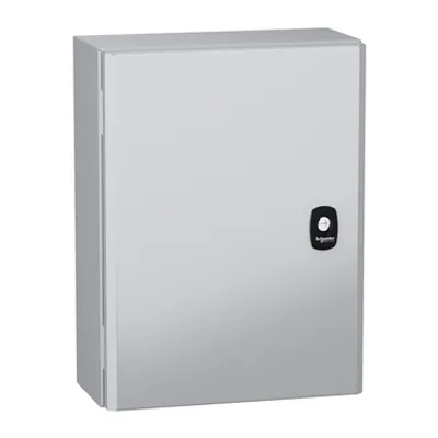 Schneider Electric NSYS3DC4315 – Wall mounted steel enclosure, PanelSeT S3DC, plain door, without plain chasis, 400x300x150mm, IP66, IK10