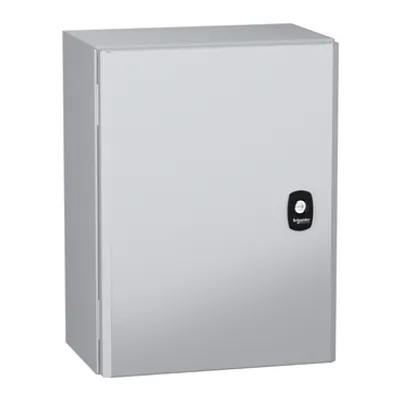 Schneider Electric NSYS3DC4320 – Wall mounted steel enclosure, PanelSeT S3DC, plain door, without plain chasis, 400x300x200mm, IP66, IK10