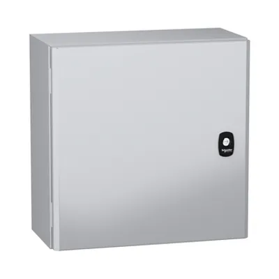 Schneider Electric NSYS3DC4420 – Wall mounted steel enclosure, PanelSeT S3DC, plain door, without plain chasis, 400x400x200mm, IP66, IK10