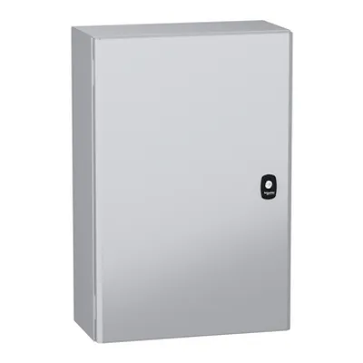 Schneider Electric NSYS3DC6420 – Wall mounted steel enclosure, PanelSeT S3DC, plain door, without plain chasis, 600x400x200mm, IP66, IK10