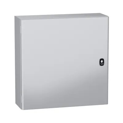 Schneider Electric NSYS3DC6620 – Wall mounted steel enclosure, PanelSeT S3DC, plain door, without plain chasis, 600x600x200mm, IP66, IK10