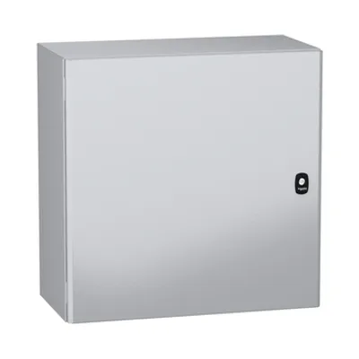 Schneider Electric NSYS3DC6630 – Wall mounted steel enclosure, PanelSeT S3DC, plain door, without plain chasis, 600x600x300mm, IP66, IK10