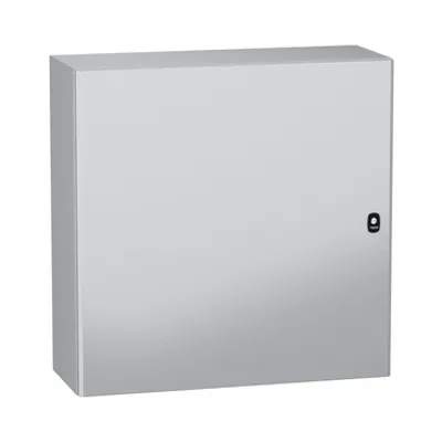 Schneider Electric NSYS3DC8830 – Wall mounted steel enclosure, PanelSeT S3DC, plain door, without plain chasis, 800x800x300mm, IP66, IK10