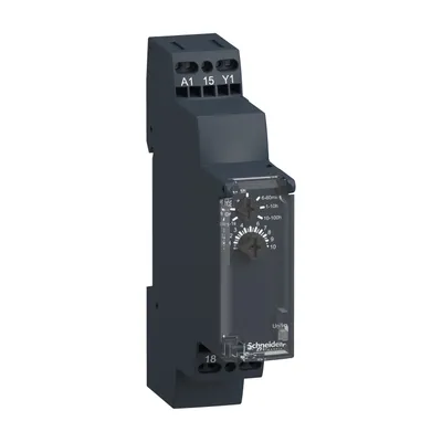 Schneider Electric RE17RAMUS – Harmony, Modular timing relay, 8 A, 1 CO, 1 s..100 h, on delay, spring terminals, 24 V DC / 24...240 V AC/DC