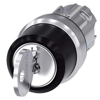 Siemens 3SU1050-4BP01-0AA0-Z Y11 – RONIS key-operated switch, 22 mm, round, metal, shiny