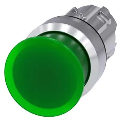 Siemens 3SU1051-1AD40-0AA0 – Illuminated mushroom pushbutton, 22 mm, round, metal, shiny