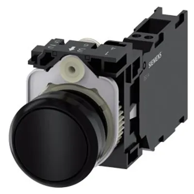 Siemens 3SU1100-0AB10-3FA0-Z Y19 – Pushbutton, 22 mm, round, plastic, black, pushbutton, flat