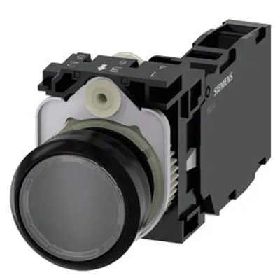 Siemens 3SU1100-0AB70-1FA0 – Pushbutton, 22 mm, round, plastic, clear, pushbutton, flat