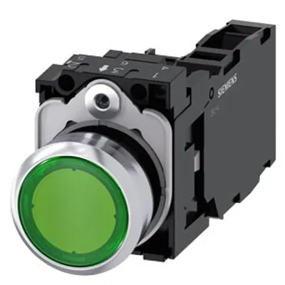 Siemens 3SU1152-0AB40-1FA0-Z X90 – Illuminated pushbutton, 22 mm, round, metal, shiny, green