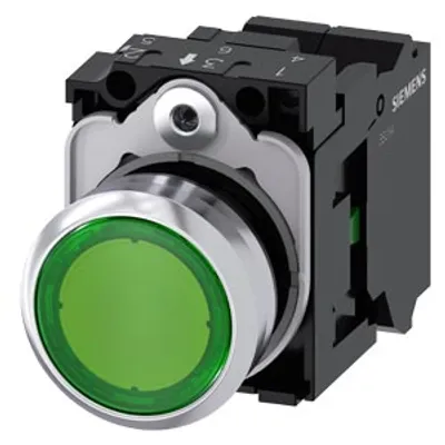 Siemens 3SU1152-0AB40-3BA0 – Illuminated pushbutton, 22 mm, round, metal, shiny, green